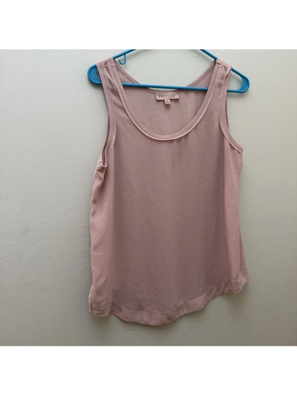 Philosophy Blush Pink sheer top medium m Scoop Neck Tank dressy capsule casual A